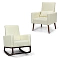 thumbnail image 1 of Barara King Rocking Chair Nursery Glider, Comfy Rocker Nursery Chair, 2-in-1 Fabric Upholstered Rocking Chair with Pillow-Beige, 1 of 10