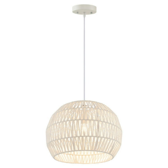 Barara King Round Farmhouse Rattan Pendant Lights with Adjustable Hanging Rope-Beige