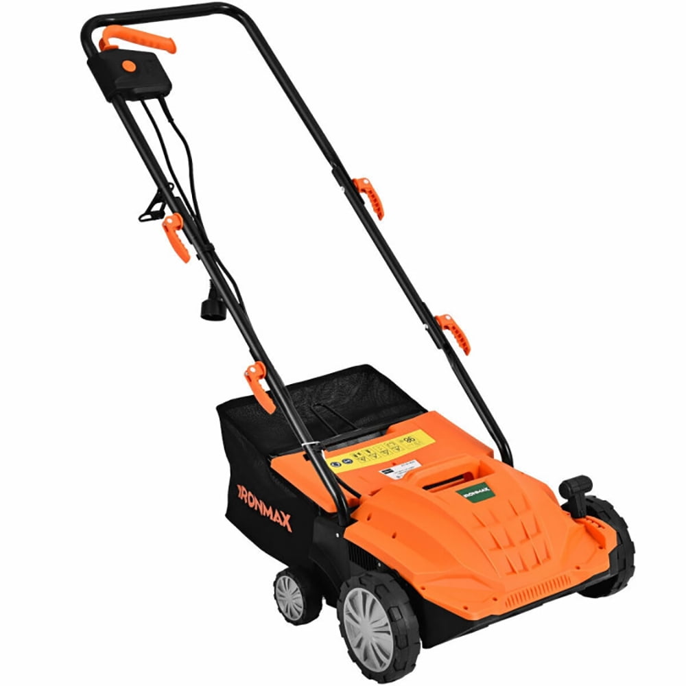 Barara King Scarifier Dethatcher,Electric Lawn Dethatcher,13 Inch 12 Amp Electric Scarifier with Collection Bag and Removable Blades-Orange