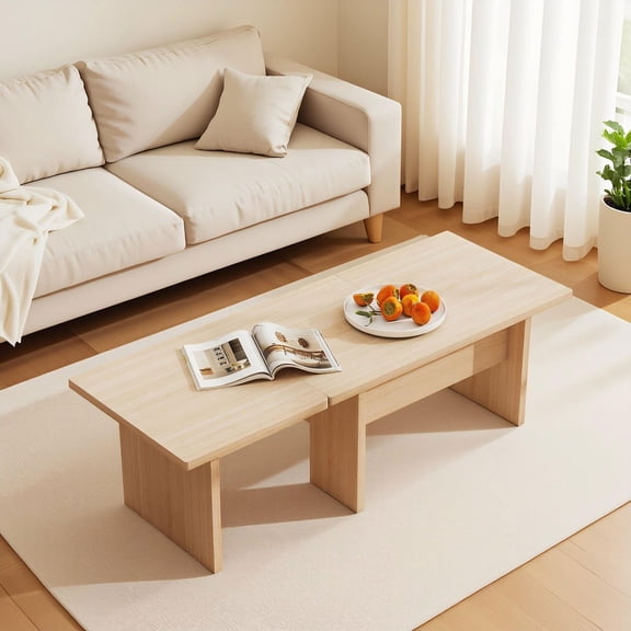 Barara King Set of 2 Modular Coffee Table with L Shaped, Living Room Small Tables for Small Space, Living Room, Home Office, Oak