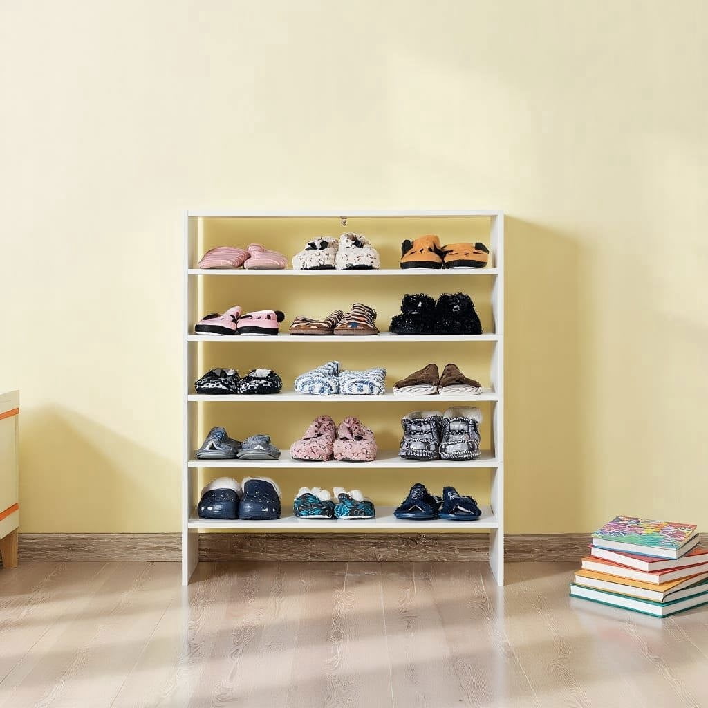 Barara King Shoe Rack, Shoe Organizer, Storage Shoe Shelf, 3 Pieces 31-Inch Stackable Multi-Shape Shoe Rack-White