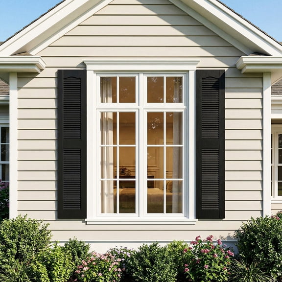 Barara King Shutters for Windows with Premium Board and Batten, Modern Shutters with Easy Mount for Farmhouse, Home Office, Living Room, Bedroom, Black(14"*59")