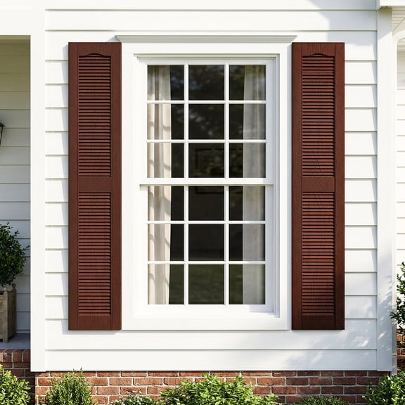 Barara King Shutters for Windows with Premium Board and Batten, Modern Shutters with Easy Mount for Farmhouse, Home Office, Living Room, Bedroom, Red(14"*55")