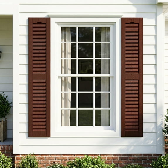 Barara King Shutters for Windows with Premium Board and Batten, Modern Shutters with Easy Mount for Farmhouse, Home Office, Living Room, Bedroom, Red(14"*59")