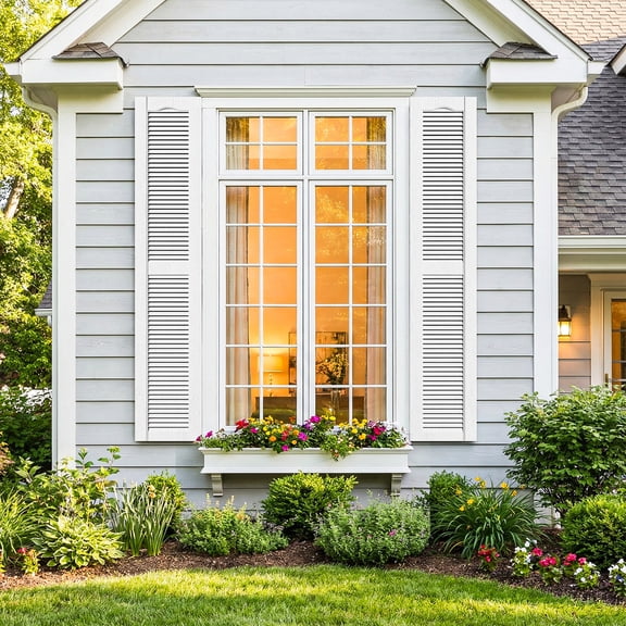 Barara King Shutters for Windows with Premium Board and Batten, Modern Shutters with Easy Mount for Farmhouse, Home Office, Living Room, Bedroom, White(14"*55")