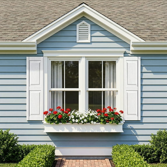 Barara King Shutters for Windows with Premium Board and Batten, Modern Shutters with Squared Design and Easy Mount for Farmhouse, Home Office, Living Room, Bedroom, White(14"*51")