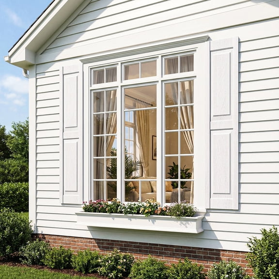 Barara King Shutters for Windows with Premium Board and Batten, Modern Shutters with Squared Design and Easy Mount for Farmhouse, Home Office, Living Room, Bedroom, White(14"*59")