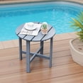 thumbnail image 1 of Barara King Side Table, End Table, Patio Coffee Bistro Table, 18 Inch Patio Round Side Wooden Slat End Coffee Table for Garden-Gray, 1 of 7