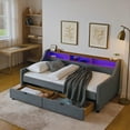 thumbnail image 1 of Barara King Sleeper Sofa Bed, Futon Couches Loveseat,Twin Size Sofa Bed with 3 LED Lights and Storage Headboard, Bed with 2 Drawers and Wireless Charging, Grey, 1 of 11