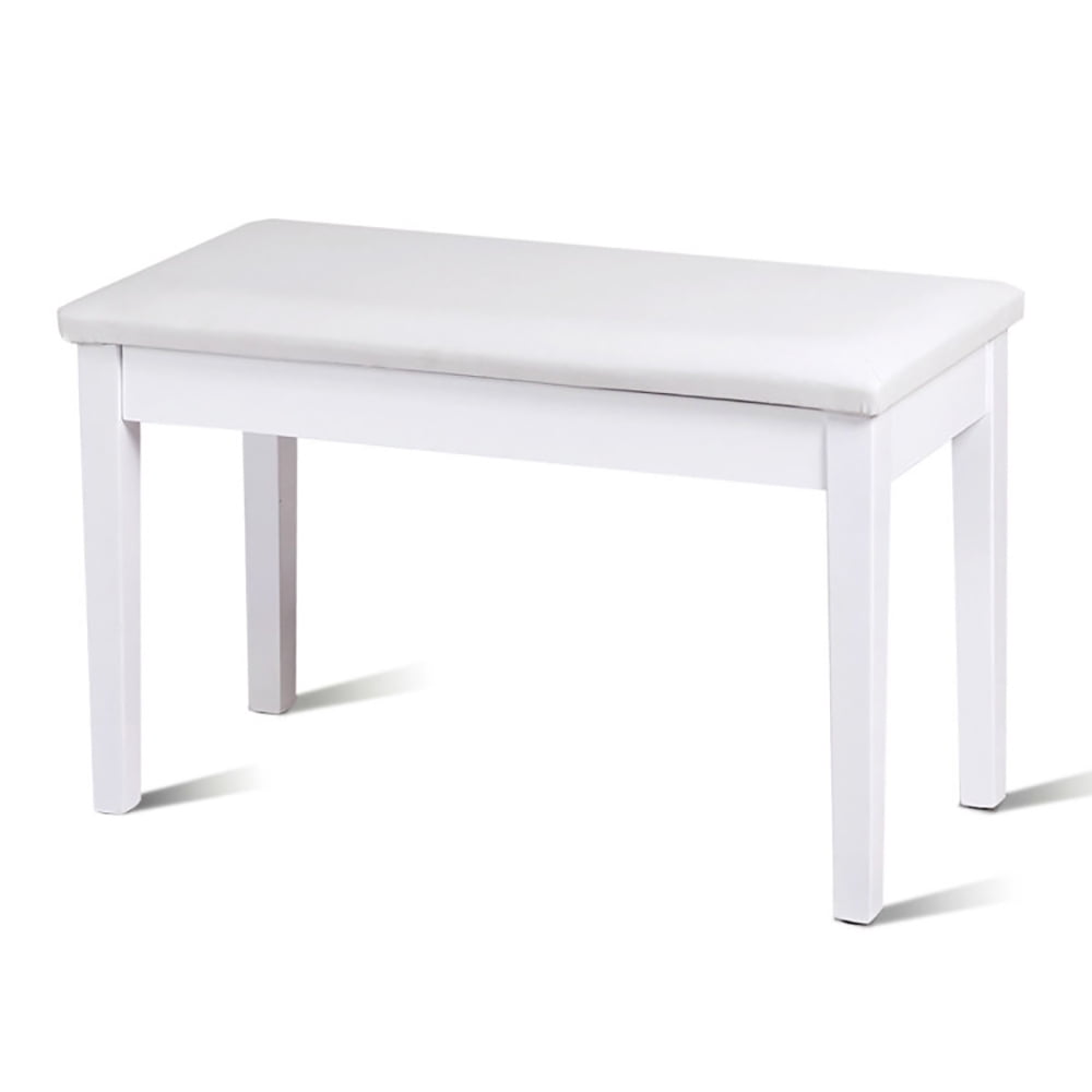 Barara King Solid Wood PU Leather Padded Piano Bench Keyboard Seat-White