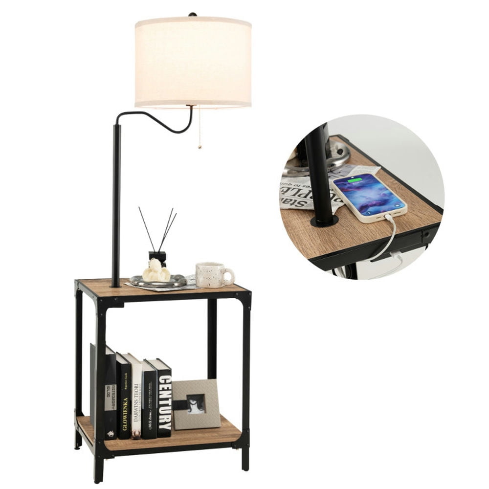 Barara King Standing Lamps, Living Room Floor Lamps,360 Rotatable Floor Lamp with End Table and USB Charging Ports