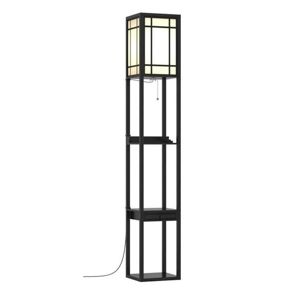 Barara King Standing Lamps, Living Room Floor Lamps,Modern Floor Lamp with Shelves and Drawer