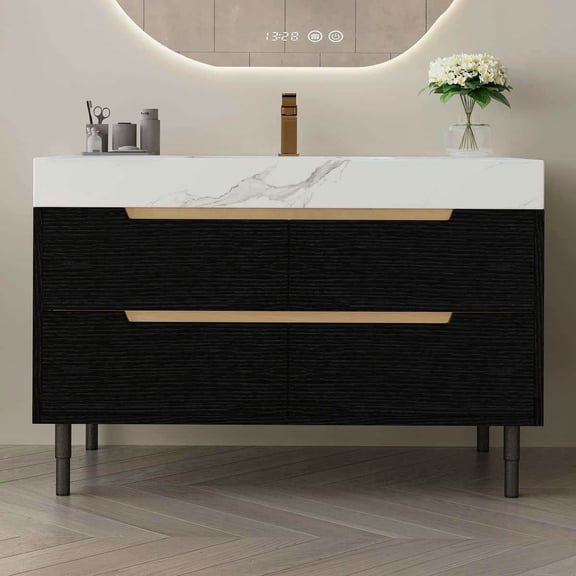 Barara King Storage Cabinet, Bathroom Vanity,35.4" Modern Bathroom Vanity with Undermount Sink, 4 Drawers