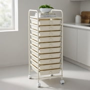 Barara King Storage Cart, Organization Storage Cart,10 Drawer Rolling Storage Cart Organizer with 4 Universal Casters-White