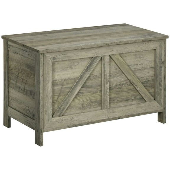 Barara King Storage Chest,30" Farmhouse Storage Chest, Lift Top Box Organizer with Safety Hinge to Open Up 100°, Gray