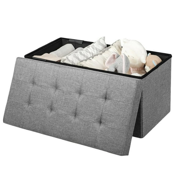 Barara King Storage Ottoman Bench,Bed Storage Bench,31.5 Inch Fabric Foldable Storage with Removable Storage Bin-Light Gray