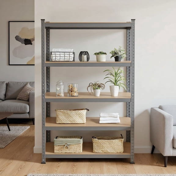Barara King Storage Shelving Unit, Organizer Wire Rack, 71 inch Heavy Duty Steel Adjustable 5 Level Storage Shelves-Gray