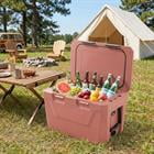 Barara King Stylish Insulated Hard Shell Ice Chest with Cup Holders Bottle Opener and Drain Plug for Outdoor Beach Picnic and Feminine Cold Storage, Pink