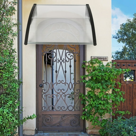 Barara King Sunshade Shelter, Outdoor Window Door Awning Deck Canopy, 100 x 80 Household Application Door & Window Awnings Canopy White & Black Bracket