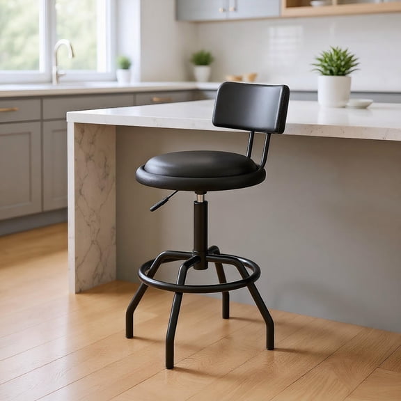 Barara King Swivel Counter Height Barstool with Padded Seat, Supportive Backrest and 360 Rotation for Kitchen Counter, Home Bar, Cafe Seating Furniture, Black