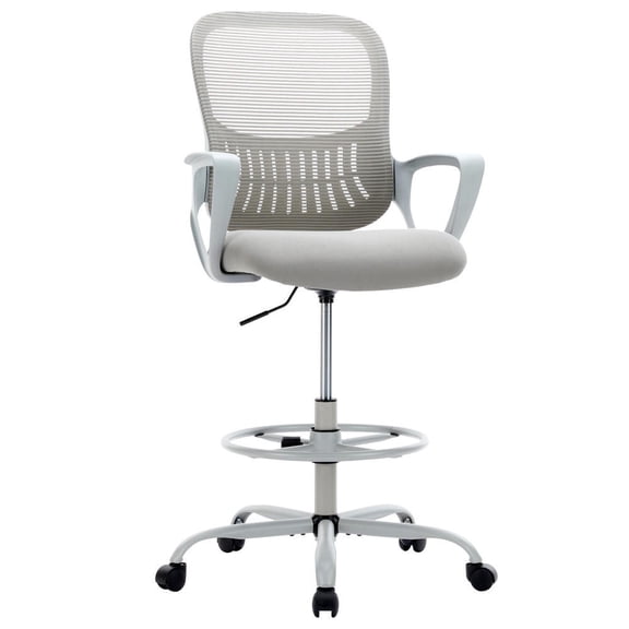 Barara King Tall Office Chair for Standing Desk, Adjustable Footrest, Counter Height, Gray