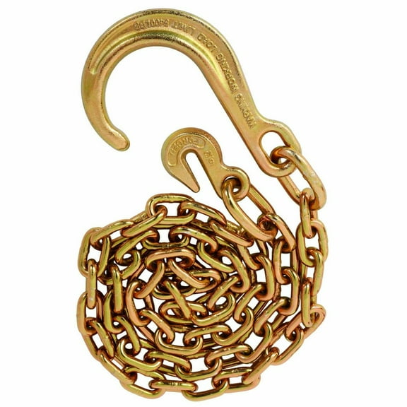 Barara King Tow Chain With 8 Inch Forged J Hook And Grab Hook - Grade 70 Chain - 6 Foot - 4,700 Pound Safe Working Load
