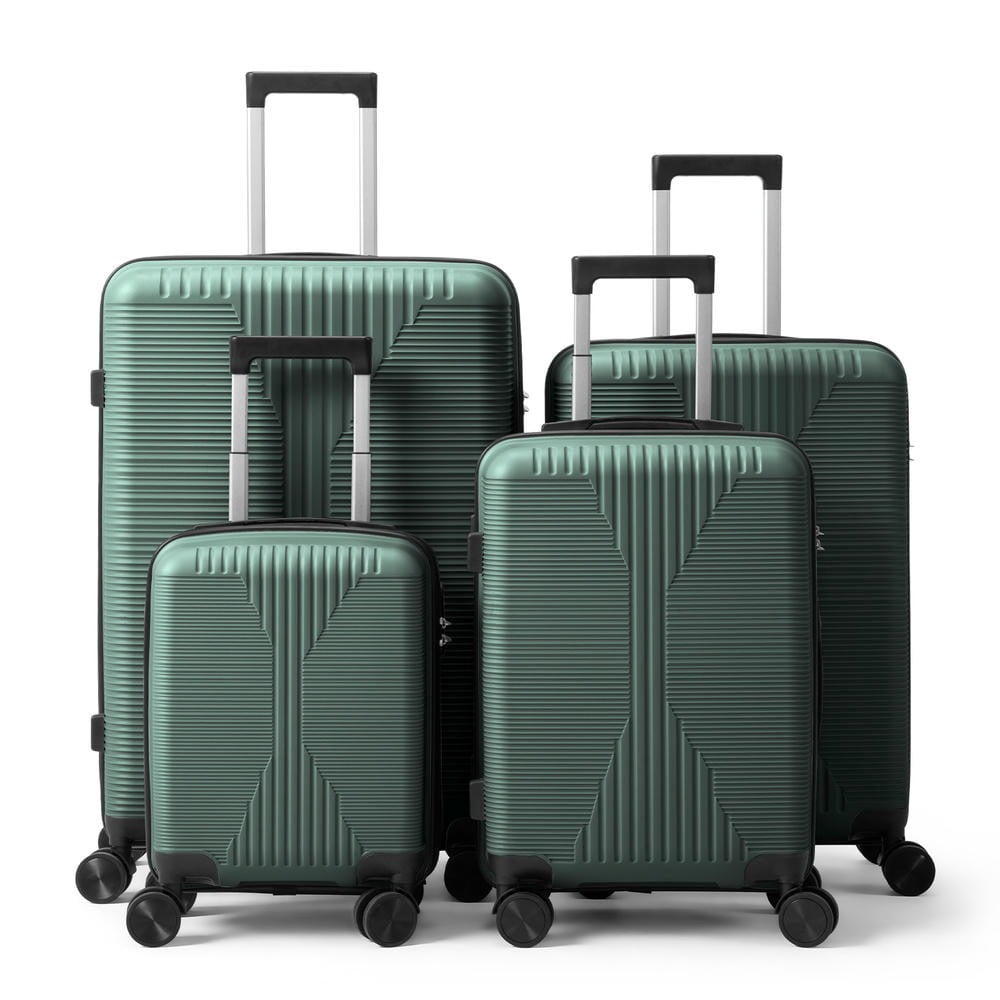 Barara King Travel Luggage with 4-Wheel Spinner, 4-in-1 PP Suitcase Set in 16in,20in,24in,28in, Dark Green