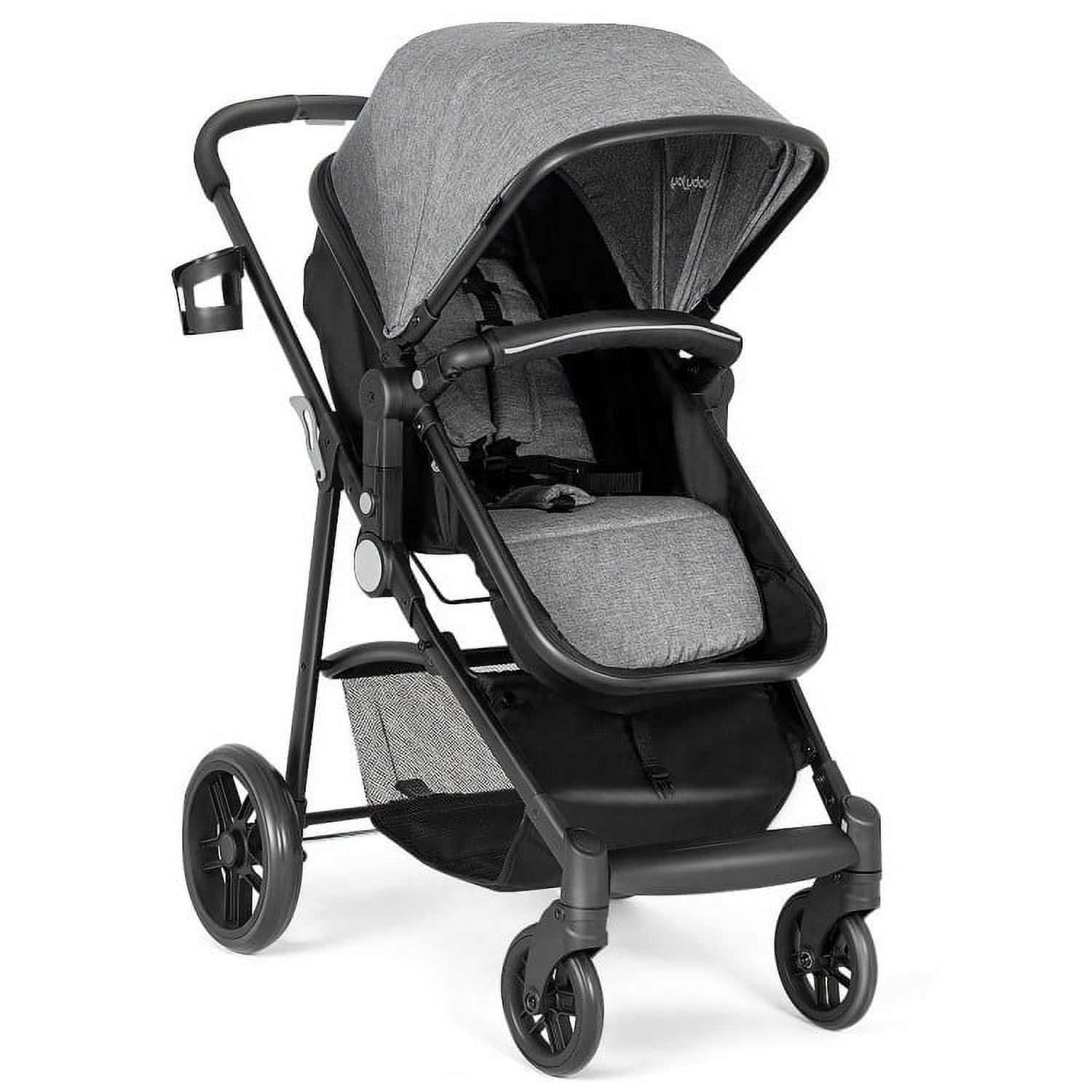 Barara King Travel Stroller,Baby Wagon,2-in-1 Foldable Pushchair Newborn Infant Baby Stroller-Gray