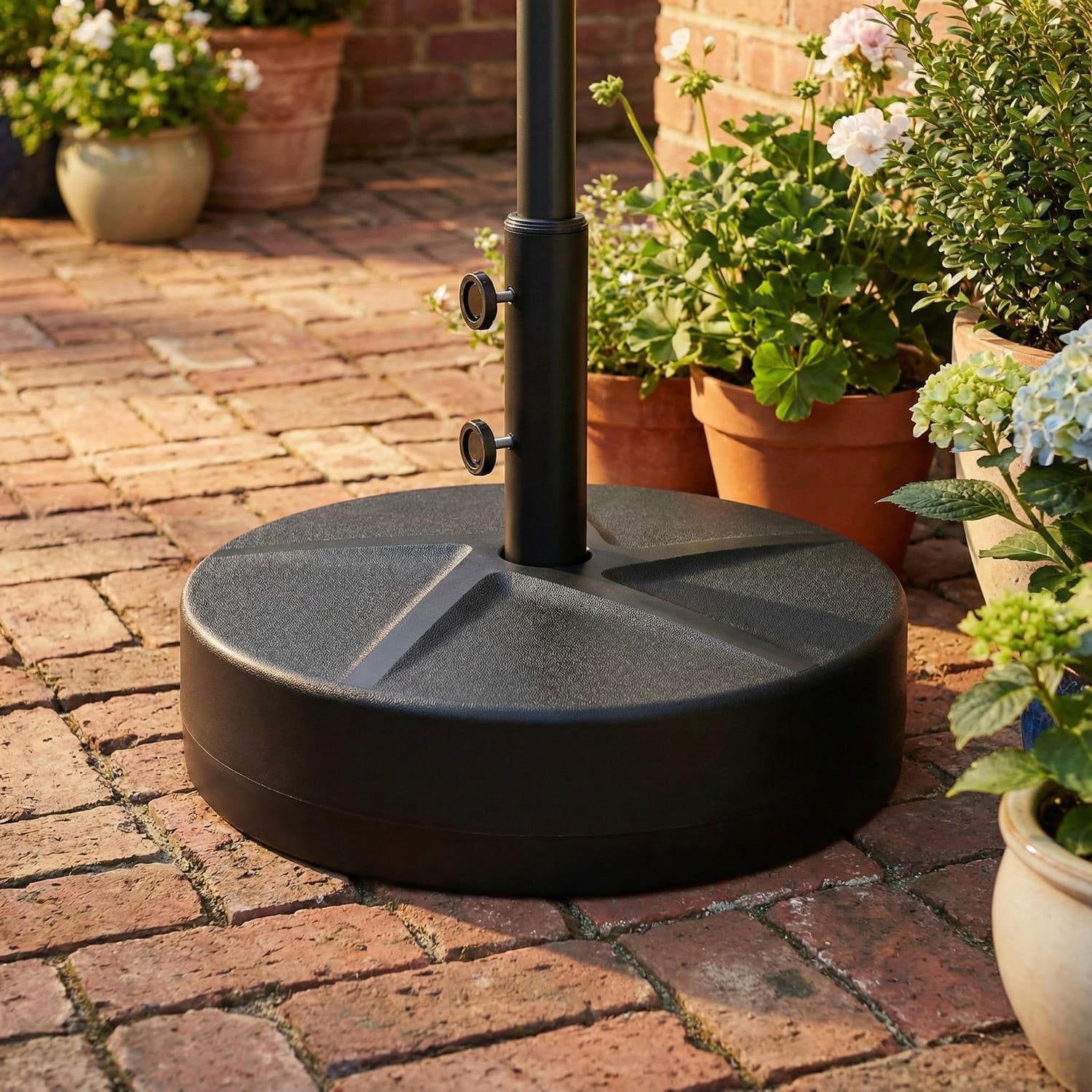 Barara King Umbrella Base, Umbrella Base Windproof, Patio Umbrella Base 88LBS Capacity Water and Sand Fillable Market Table Umbrella Stand-Black