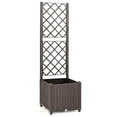 thumbnail image 1 of Barara King Vegetables Flowers Planter Boxes,Fruits Herb Garden Box,Raised Garden Bed with Trellis Planter Box for Climbing Plants -Brown, 1 of 9