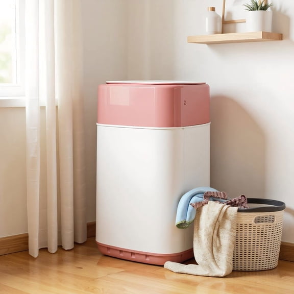 Barara King Washing Machine, Laundry Washer, 8lbs Portable Fully Automatic Washing Machine with Drain Pump-Pink
