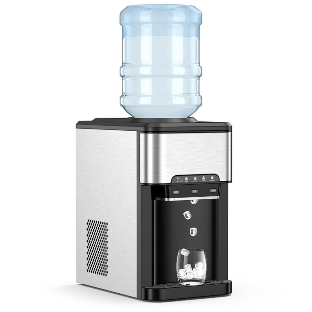 Barara King Water Cooler Dispenser 3-in-1 with Built-in Ice Maker and 3 Temperature Settings-Silver