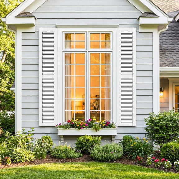 Barara King Window Shutters with Premium Board and Batten, Plantation Shutters with Easy Mount for Farmhouse, Home Office, Living Room, Bedroom, White(14"*59")