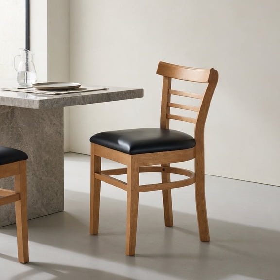 Barara King Wooden Dining Chair Set of 2 with Rubber Wood Legs for Restaurant, Commercial Kitchen, Dining Room Seating, Brown