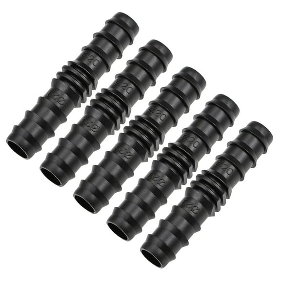 Barb Drip Pipe Connector 20PE Hose Fitting Staright for Garden Agricultural Irrigation System, Plastic 5 pcs