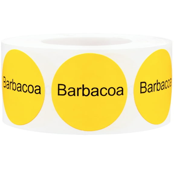 Barbacoa Meat Grocery Store Deli Food Yellow Labels | 1" Round - 500 Pack