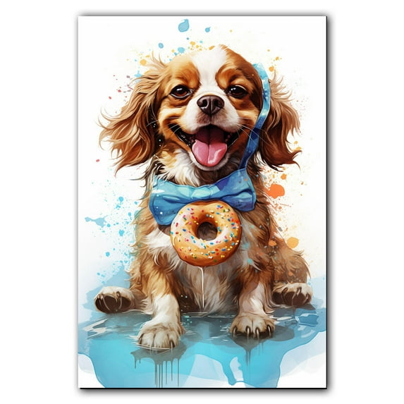 Barbado Da Terceira Art Canvas Fun Popcorn, Donuts and Lollipops Dogs. Watercolor Art Print, Canvas Canvas for wall decor living room, Bedroom, Bathroom. Funny Wall Art Decor