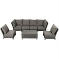 thumbnail image 1 of Barbados 6-PC Two-Tone Wicker Sectional Set with 2 Corners in Charcoal Cushion, 1 of 4