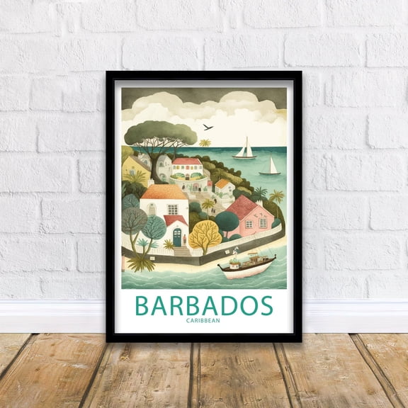 Barbados Caribbean Classic Travel Portrait Decor Unframed Paper Print