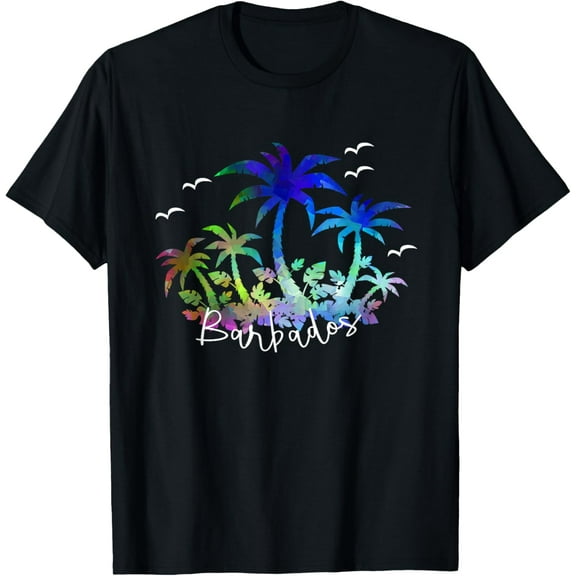 Barbados, Caribbean - Souvenir Palms and Seagull T-Shirt