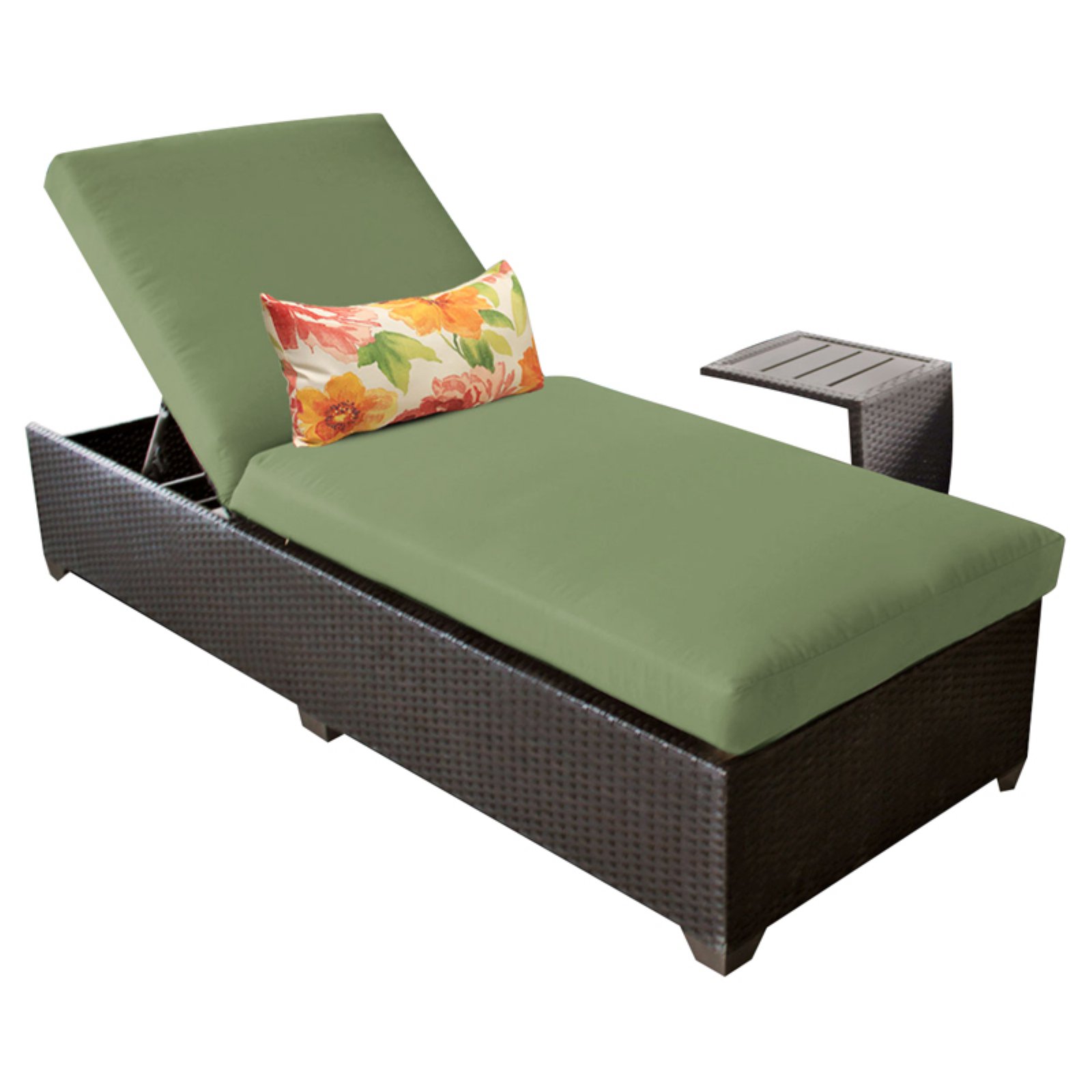 Barbados Chaise Outdoor Wicker Patio Furniture with Side Table in Cilantro - image 1 of 10
