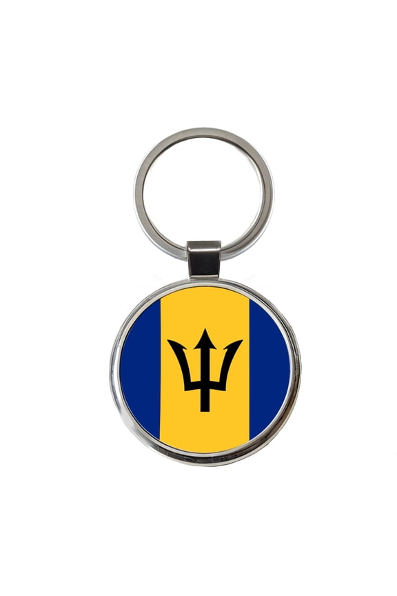 Barbados Country Flag Metal Round Keychain