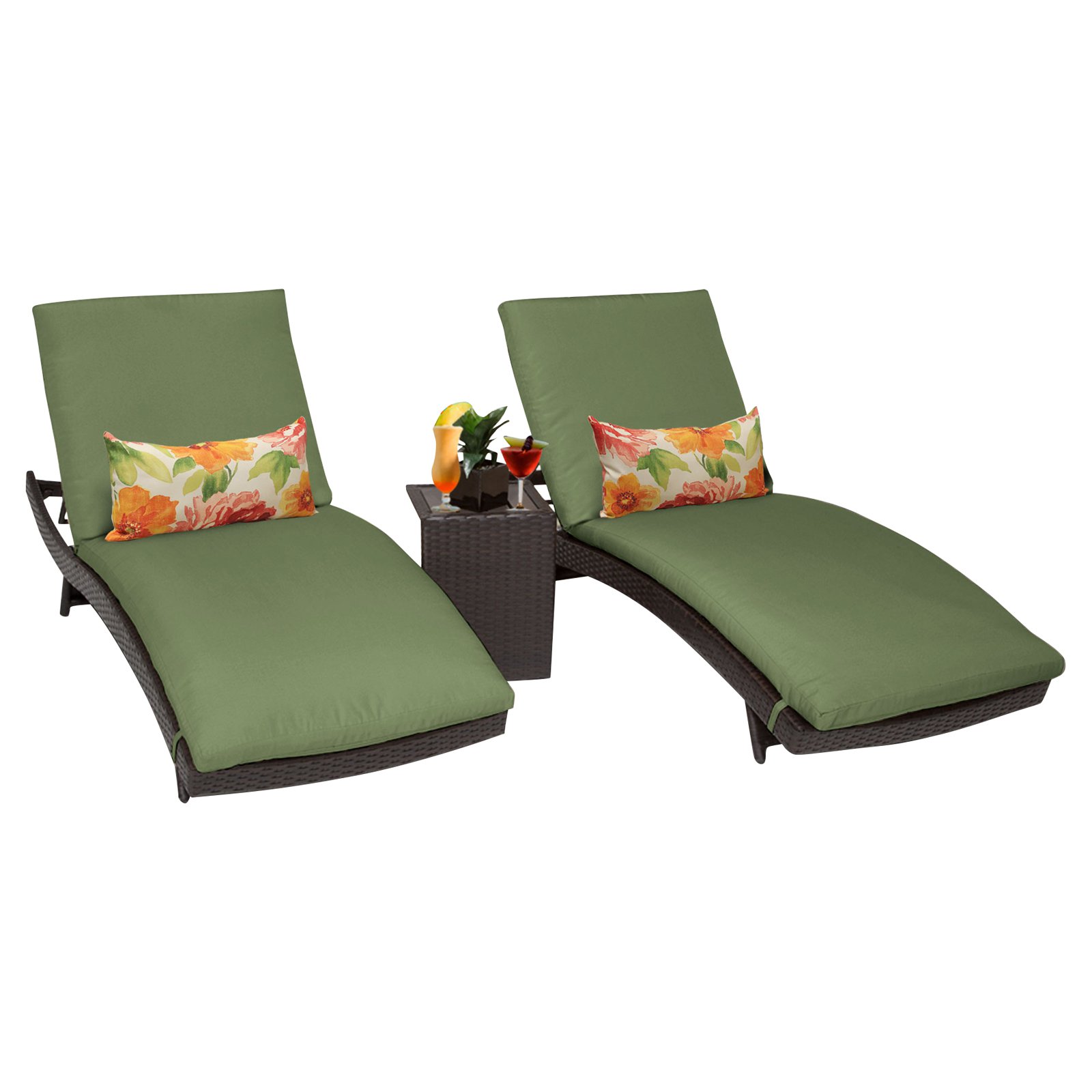 Barbados Curved Chaise Outdoor Wicker Patio Furniture in Cilantro (Set of 2) - image 1 of 4