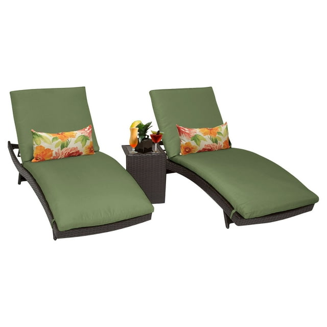 Barbados Curved Chaise Outdoor Wicker Patio Furniture in Cilantro (Set of 2)