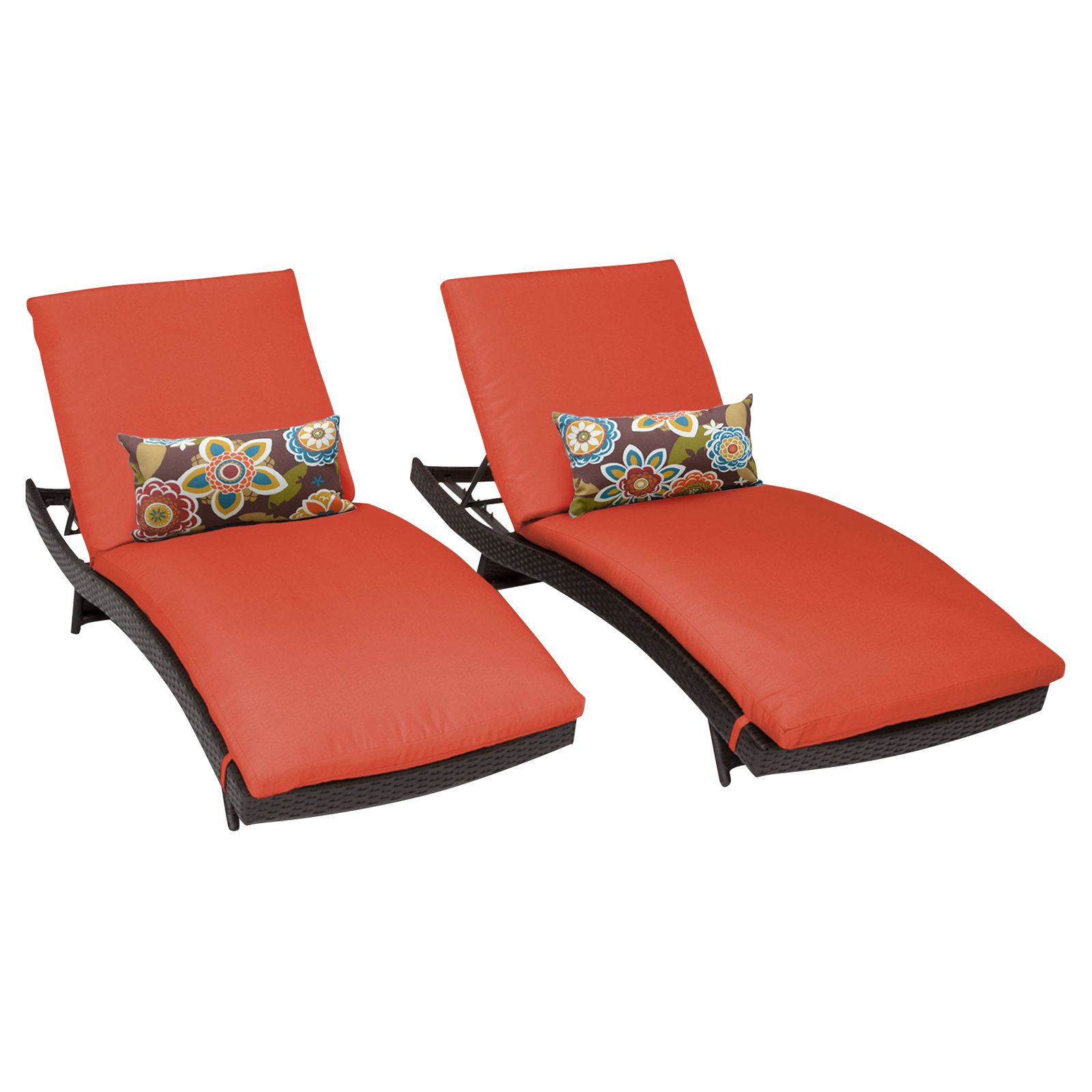 Barbados Curved Chaise Outdoor Wicker Patio Furniture in Tangerine (Set of 2) - image 1 of 4