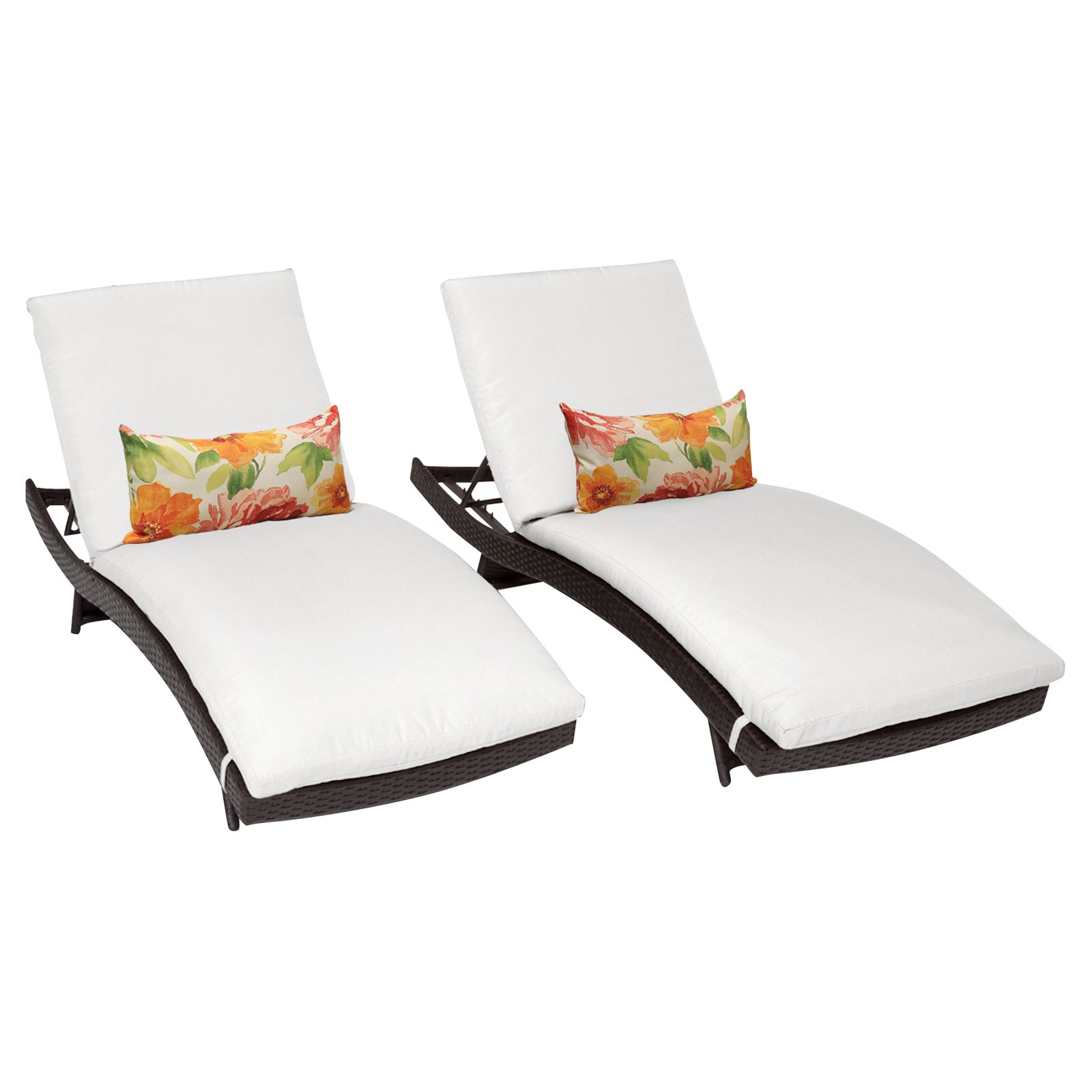 Barbados Curved Chaise Outdoor Wicker Patio Furniture in White (Set of 2) - image 1 of 4