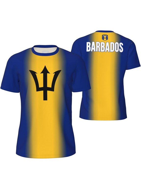 Barbados Flag Gradation T-Shirt Sports Jerseys for Running Soccer Tennis Fitness