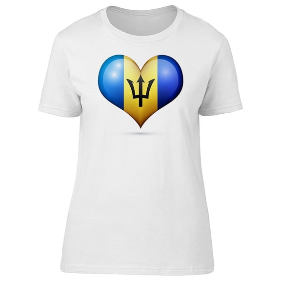 Barbados Flag In Heart Shape T-Shirt Women -Image by Shutterstock, Female Small