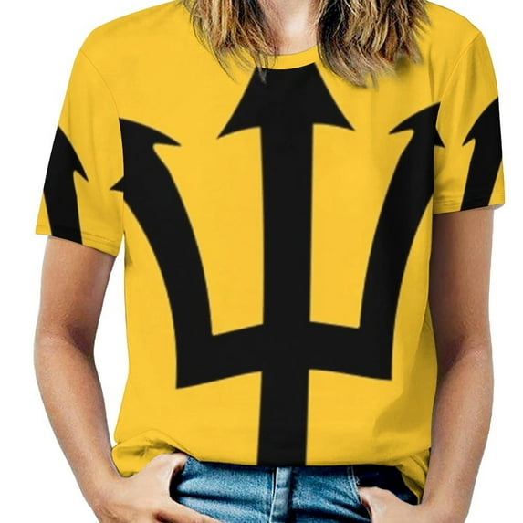 Barbados Lotus Leaf Neck Women'S T-Shirt Cute Elegant Tops Tees Long Sleeve T-Shirts Casual Shirts Barbados Barbados Flag Flag
