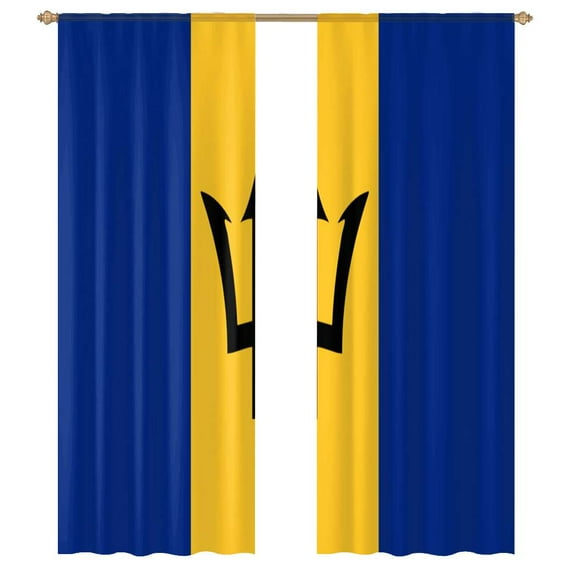 Barbados National Flag Sheer Window Curtains for Living Room Kitchen Bedroom Tulle Voile Hanging Curtain